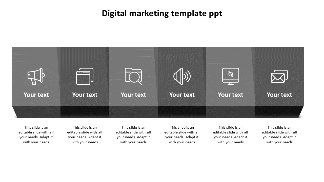 Free - Digital Marketing PPT Template Slide Design 6-Node